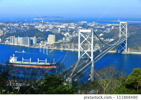 Kanmon Bridge in clear weather (Kanmon Strait) 111808480
