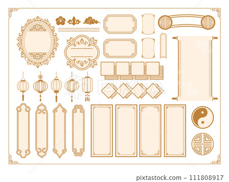 Chinese style frame decorative frame set Chinese style frame decorative frame set 111808917