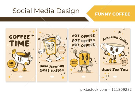 Social media story set with coffee special offers 111809282
