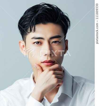 Thinking Asian man (AI image generation) 111809330
