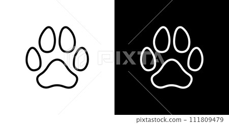 Simple dog footprint icon Simple dog footprint icon 111809479