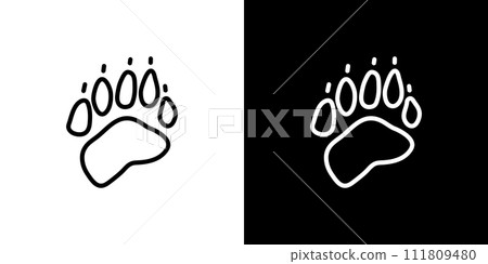 Simple bear footprint icon Simple bear footprint icon 111809480