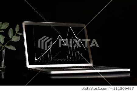 Abstract creative financial graph on modern laptop screen, forex and investment concept. Abstract creative financial graph on modern laptop screen, forex and investment concept. 111809497