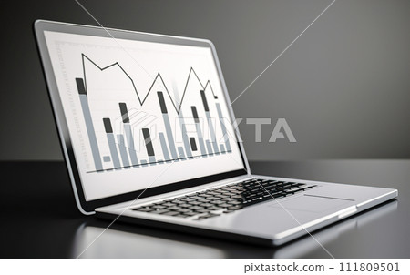 Abstract creative financial graph on modern laptop screen, forex and investment concept. 111809501