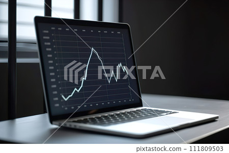 Abstract creative financial graph on modern laptop screen, forex and investment concept. 111809503