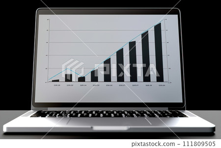 Abstract creative financial graph on modern laptop screen, forex and investment concept. Abstract creative financial graph on modern laptop screen, forex and investment concept. 111809505