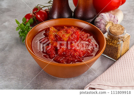 Hungarian lecho with bell pepper 111809918