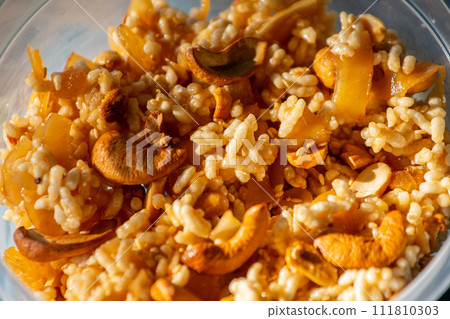 Thai sweet made of rice, nut, sesame-seeds and sugar, Thai sweet cereal bar (Krayasart, snack) Thai sweet made of rice, nut, sesame-seeds and sugar, Thai sweet cereal bar (Krayasart, snack) 111810303