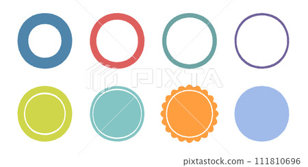 Set of jagged and blurred rough silhouette circle frame illustrations Set of jagged and blurred rough silhouette circle frame illustrations 111810696