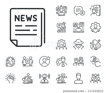 Propaganda conspiracy newspaper sign. Specialist, doctor and job competition outline icons. Fake news line icon. Wrong truth symbol. Fake news line sign. Avatar placeholder, spy headshot icon. Vector Propaganda conspiracy newspaper sign. Specialist, doctor and job competition outline icons. Fake news line icon. Wrong truth symbol. Fake news line sign. Avatar placeholder, spy headshot icon. Vector 111810822