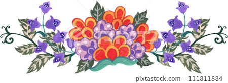 Colorful flowers watercolor with Ajrakh painting style Colorful flowers watercolor with Ajrakh painting style 111811884