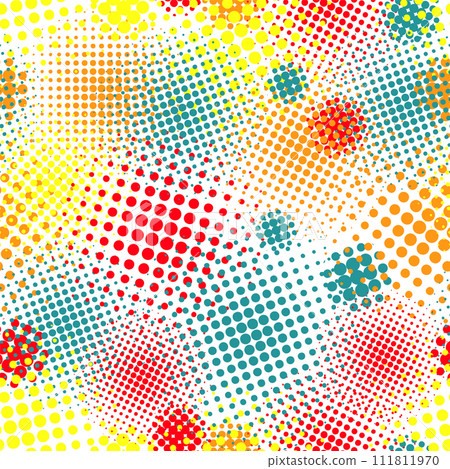Seamless pattern of colored dots. hand drawing. Not AI, Vector illustration 111811970