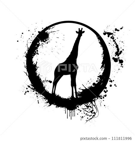 Giraffe abstract black. hand drawing. Not AI, Vector illustration 111811996