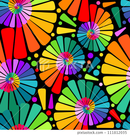 Rainbow snail seamless pattern on a black background. hand drawing. Not AI, Vector illustration 111812035