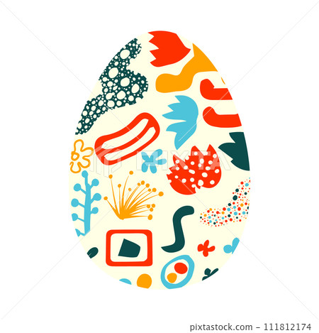 Easter card with egg. Postcard Happy Easter . hand drawing. Not AI. Vector illustration Easter card with egg. Postcard Happy Easter . hand drawing. Not AI. Vector illustration 111812174