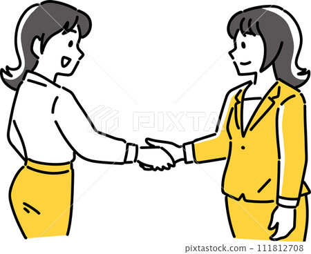 兩名女員工握手 111812708