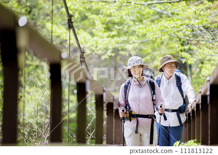 couple hiking in the mountains 111813122