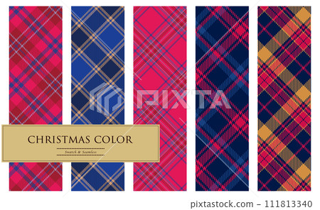 Tweed check pattern set in sparkling bright Christmas colors Tweed check pattern set in sparkling bright Christmas colors 111813340