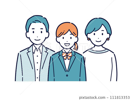 微笑女學生與家長的向量圖 微笑女學生與家長的向量圖 111813353