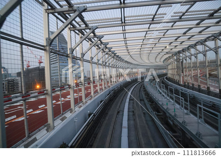 Nov 27 2023 A Modern train station with railway tracks 111813666