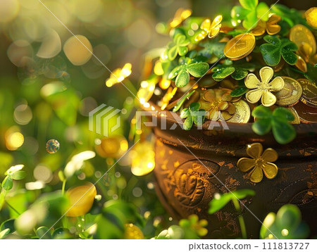 AI-generated content. St Patricks Day Pot of Gold 111813727