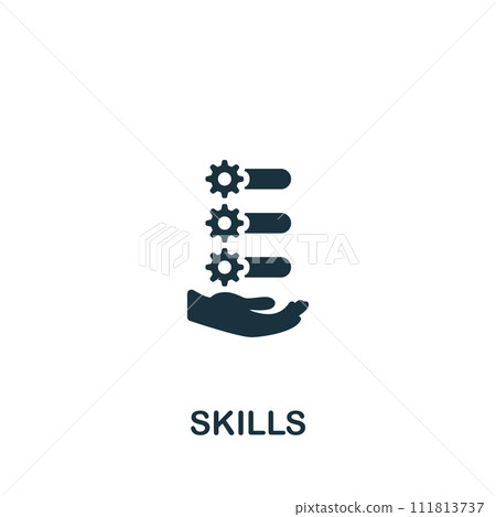 Skills icon. Monochrome simple sign from freelance collection. Skills icon for logo, templates, web design and infographics. Skills icon. Monochrome simple sign from freelance collection. Skills icon for logo, templates, web design and infographics. 111813737