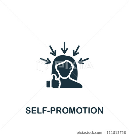 Self-promotion icon. Monochrome simple sign from freelance collection. Self-promotion icon for logo, templates, web design and infographics. Self-promotion icon. Monochrome simple sign from freelance collection. Self-promotion icon for logo, templates, web design and infographics. 111813738