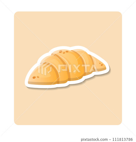 Cake sticker illustration. Piece, cherry, glaze, topping. Editable vector graphic design. 111813786