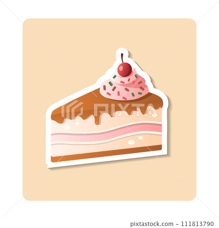 Candy sticker illustration. Stick, round, heart, striped, sweets. Editable vector graphic design. Candy sticker illustration. Stick, round, heart, striped, sweets. Editable vector graphic design. 111813790