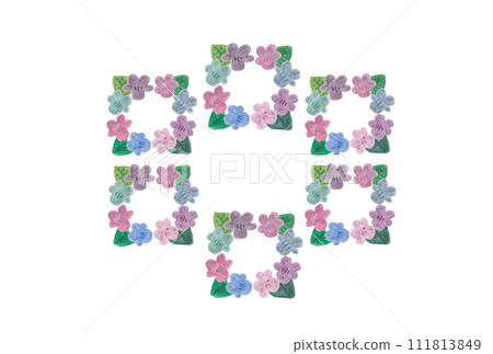 用透明水彩畫的現代 6 紫羅蘭花環的插圖 111813849