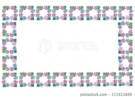 用透明水彩畫的現代紫羅蘭花環方框圖 111813889