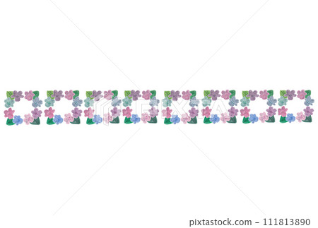 Illustration of a modern 8 horizontal violet wreath painted with transparent watercolors 111813890