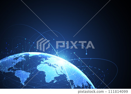 Global network connection. World map point and line composition concept of global business. Vector Illustration 111814099