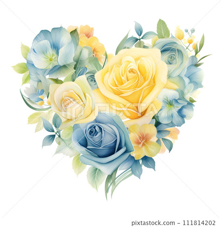Floral watercolor heart on a white background. 111814202