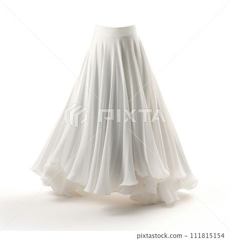 Simple white skirt isolated. Summer women's clothing. Casual fashion. Clothes mockup 111815154