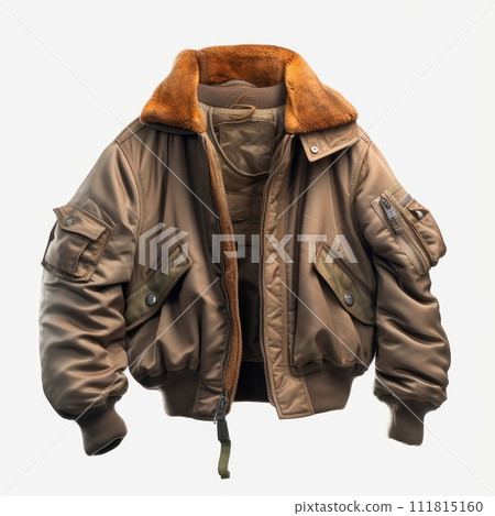Brown jacket bomber isolated on white background. 111815160