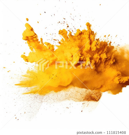 Powder explosion isolated on white background. Colored dust erupts 111815408