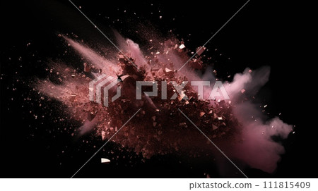 Powder explosion isolated on black background. Colored dust erupts 111815409