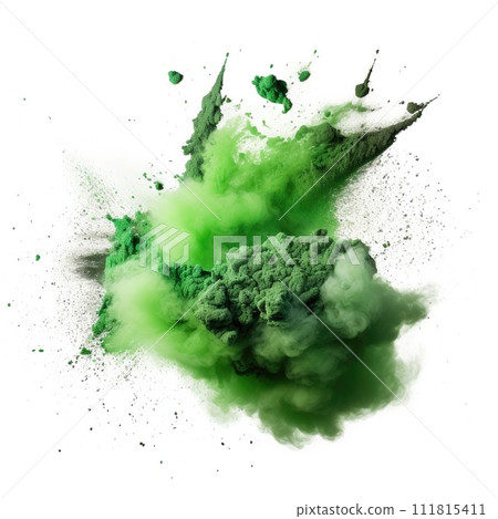 Powder explosion isolated on white background. Colored dust erupts 111815411