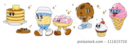 Groovy dessert characters set 111815720