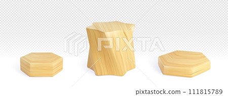 Wooden hexagon and star shaped product podium Wooden hexagon and star shaped product podium 111815789