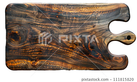 Durable cutting board essential for food prep, featuring an easy-to-clean surface, isolated on a transparent background for versatile kitchen use 111815820