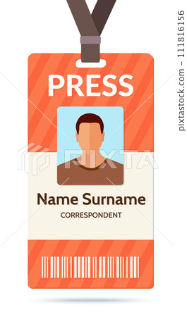 Press Event Pass ID Card Flat Vector Illustration Press Event Pass ID Card Flat Vector Illustration 111816156