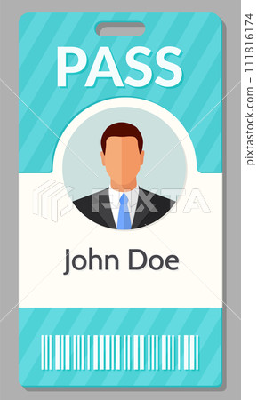 Flat Vector Illustration ID Pass Ivent Admission Badge Card 111816174