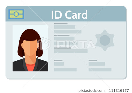 ID Card With Woman Photo Flat Vector Illustration 111816177