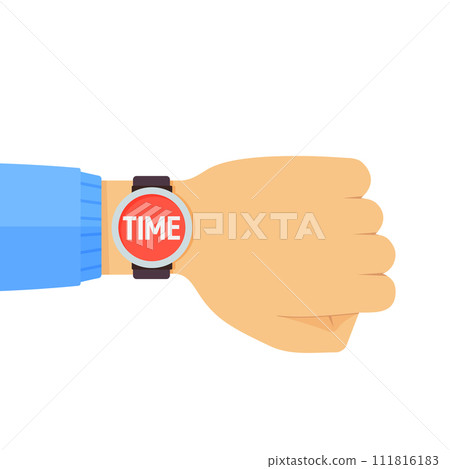 Smartwatch on Wrist Displaying Text Time Flat Style Vector Illustration Smartwatch on Wrist Displaying Text Time Flat Style Vector Illustration 111816183