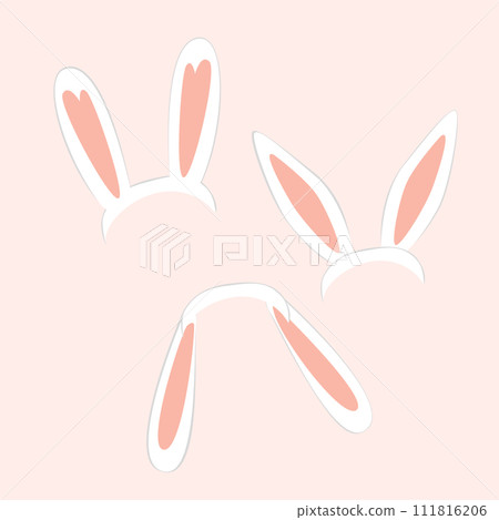 Set of Easter bunny ears isolated on pink background, vector illustration 111816206