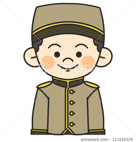 Illustration of a hotel man facing the front Illustration of a hotel man facing the front 111816329
