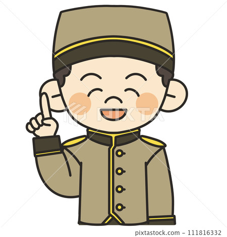 Illustration of a male hotel worker pointing and explaining Illustration of a male hotel worker pointing and explaining 111816332