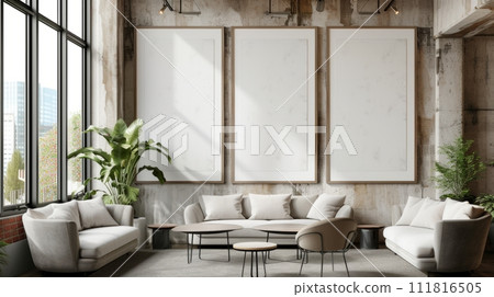 AI-generated content. Chic Coffee Shop Interior with Modern Art and Minimalist Decor AI-generated content. Chic Coffee Shop Interior with Modern Art and Minimalist Decor 111816505